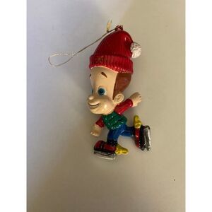 2003 Viacom Jimmy Neutron Christmas Ornament Ice Skate Festive Figure.  E28  Pvc